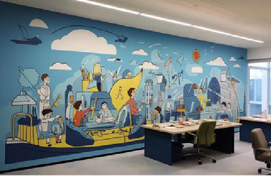  上杭办公室墙绘的特点。
