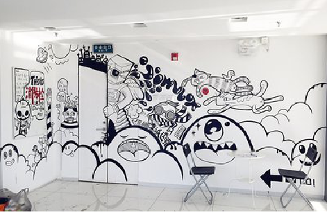  上杭手绘墙并非传统涂鸦。